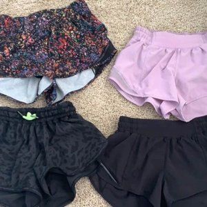 4 pairs size 4 Lulu lemon shorts
